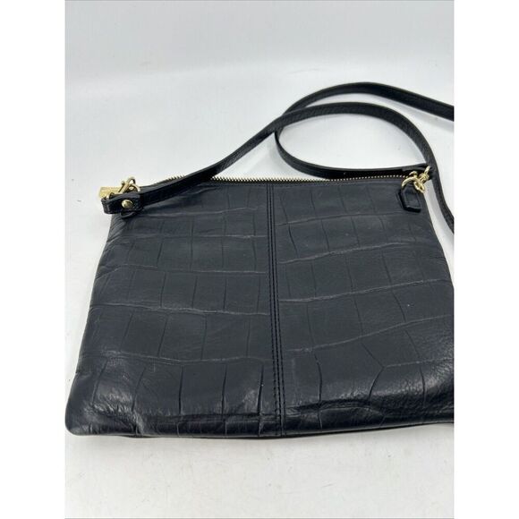 ~HAYDEN HARNETT Purse Black Leather Convertible Clutch w/Crossbody Strap - Picture 5 of 13